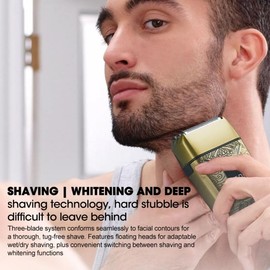 USB Rechargeable Waterproof Foil Shaver, Triple Blades for Bald Head & Face Grooming, Cordless Use, Ideal for Men & Travel Comfort Smooth