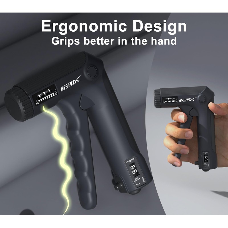 HISPOX Handgrip Strengthener Exerciser, Forearm Exerciser with Adjustable Resistance