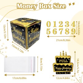 Money Gift Birthday Money Gifts Surprise Box Happy Birthday Gift Box Surprise Box Birthday with Numbers 0-9 for Friends Adults Children (Black Gold)