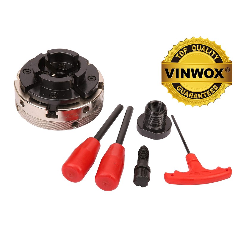 VINWOX 4INCH 4-Jaw Self-Centering Wood Lathe Chuck, 2" Round Jaw