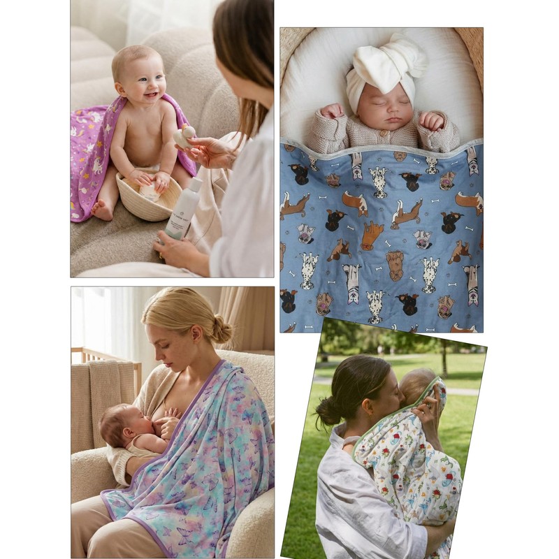 Bamboo Viscose Soft Baby Blankets for Girls Boys 47"*47",Rainbow