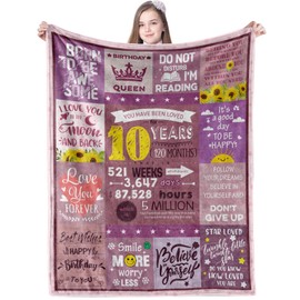 Xinvery 10th Birthday Gifts for Girls,10th Birthday Decorations Girls 10 Year Old Girl Birthday Gifts Blankets for Her Best Gifts Ideas for Teen Girl Throw Blankets 50"X60"