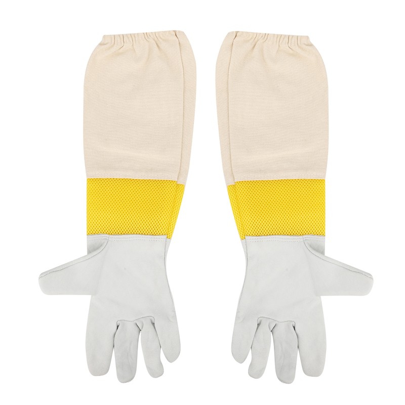 Pair of Beekeeping Protective Gloves with Long Mesh Sleeve Unisex