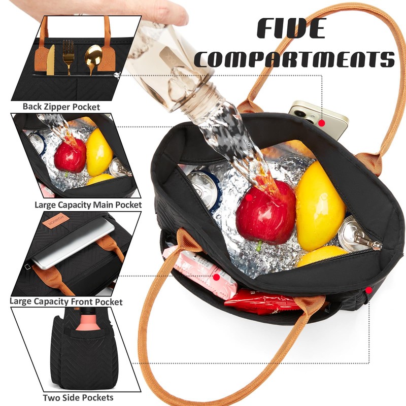Lunch Bag for Women, Insulated Lunch Box for Work, Large