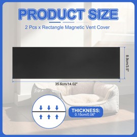 PATIKIL Rectangle Magnetic Vent Covers 14x3.5 Inch, 2 Pcs Floor Air Vent Blocker Covers Register Sound Proof Cover for Home Floor Wall Ceiling, Black