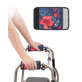 2 Pack Walker Handle Cushions,Walker Padded Hand Grip Covers for Rolling Wheelchair Walker Elderly Grippers Rollator Handle,Washable-Non-Slip Comfortable Cushion Padding,Moisture Wicking Mobility Accessory, Multi-Color Floral