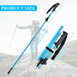 Foldable Hiking Poles, 110-130 cm Hiking Poles, Telescopic Adjustable, Nordic Walking Poles for Men and Women, 6013 Aluminium Lightweight Trekking Poles for Hiking, Walking, Mountaineering, Outdoor