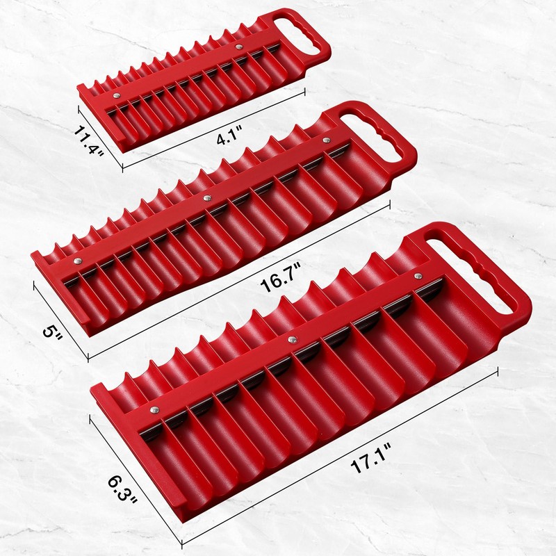 Reniteco Magnetic Socket Organizer Set, 3 Pcs Red Portable Heavy