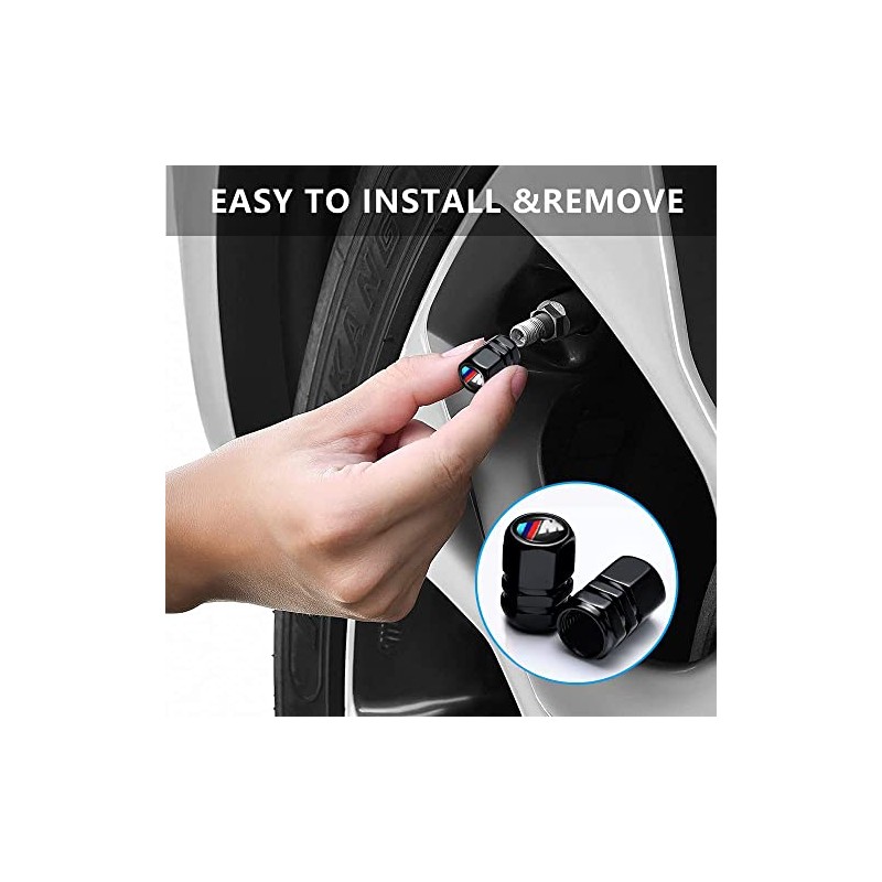 GshionLyfe Tire Valve Caps Set with Metal Keychain