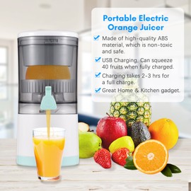 Electric Orange Juice Squeezer Hands Free Portable Citrus Juicer for Orange Lemon Apple Tomato Grape USB Powered Detachable &Washable
