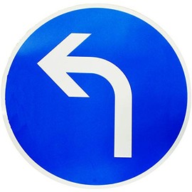 Original Traffic Sign 209-10 "Prescribed Driving Direction Left" Traffic Sign Road Sign Road Sign Road Sign with RAL Quality Mark Left Direction Blue Arrow