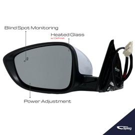 Spieg Driver Side Mirror for 2018-2022 Honda Accord EX Power Adjustment Heated Glass BSM Manual Folding White 7 Pins Left