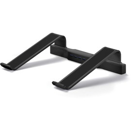 DAC Non-Skid Laptop 4-Port USB 3.0 Hub Notebook Stand, 3"x9.8"x12.1", Black