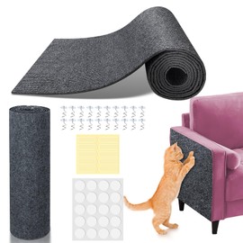 Lanasz Anti Cat Scratch Furniture Protector - Trimmable Stick-on Sofa Guard Mat, Multi-Surface Protector for Leather Couches, Walls & Cat Towers, 78.7"x15.8" Peel-and-Stick (Dark Gray)