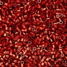 John Bead - Cuentas de cilín de 25 g, con forro de plata rojo rubí, 11/0 de cristal, cilíndrico, para joyas, pulseras, collares, pendientes, bordados, decoración del hogar