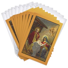 Wright Home & Gift Golden Nativity Religious Christmas Greeting Cards | 36 Pack Bulk Set + 36 Envelopes (4x6)