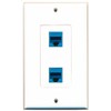 RiteAV 2 Port Cat6 Ethernet Blue Wall Plate OVERSIZED Jumbo