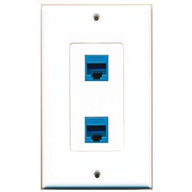 RiteAV 2 Port Cat6 Ethernet Blue Wall Plate OVERSIZED Jumbo MIDI