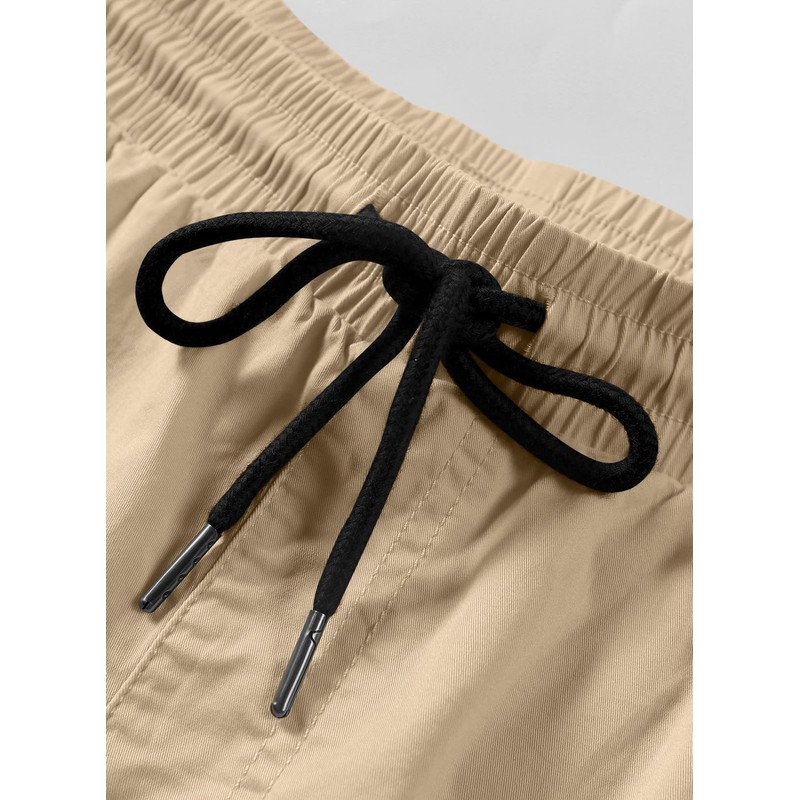Jmierr Men's Summer Chino Shorts, Cotton, Elastic Waist, with Pockets,