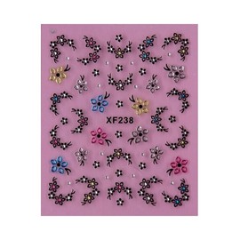 Generic Love Rose Flowers Daisy Rhinestone Nail Decals Stickers Xf238 Nail Wraps Art Stickers Manicure Supplies for Women for Home Nails Full Long Lasting Easy Apply and Remove