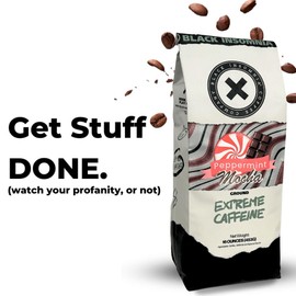 Black Insomnia Extreme Caffeine Coffee - World's Strongest Highly Caffeinated Coffee - Holiday Peppermint Mocha Flavored, Classic Roast, Ground - 1lb