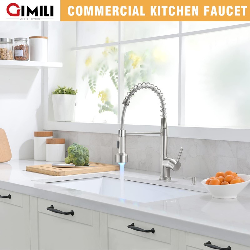 GIMILI Brushed Nickel Kitchen Faucet with Pull Down Sprayer with
