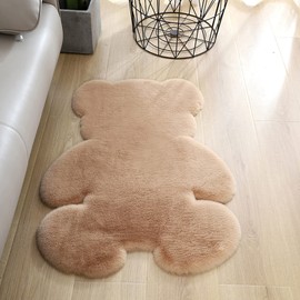 KRIPINC Bear Rug, Animal Rug, Faux Sheepskin Rug, Faux Fur Rug, Brown Fluffy Rug, Nursery Rug, Kids Rug, Bear Carpet for Living Room Bedroom Bedside