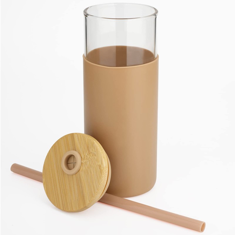 Tronco 20 oz Glass Tumbler with Lid and Straw, Iced