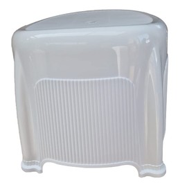 Rib Design Bath Stool with Water Leaking Hole BPA Free Strong Plastic Multiuse Non-Slip Bath Seat Skid Resistant Stool Indoor Outdoor Bathroom Kitchen for Adults Kids Toddlers- 12 Inch Approx (White)