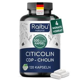 Choline Citicoline Capsules High Dose 500 mg per Capsule - 4 Months Supply - Only 1 Capsule Daily - 120 Capsules CDP-Choline - Bioactive Choline Inform, No Additives, Vegan, Laboratory Tested