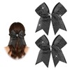 2pcs 8" Black Cheer Bow With Rhinestones Cheerleading Bows