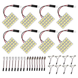 HUAZIZ 8 pieces super white energy-saving 5050 24 SMD LED panel dome light interior reading plate light roof ceiling interior wired lamp + 8 pieces garland adapter