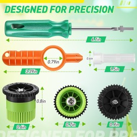 Gulfmew Sprinkler Nozzle & Adjustment Tool Kit, 4 Pack 10A Adjustable Spray Nozzles with Filters, Rotor Screwdriver and Sprinklers Key, Compatible with Hunter MP/Rain Bird Sprinkler(Green & Orange)
