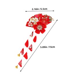 WOONEKY 2pcs Japanese Kimono Hair Clips with Cherry Blossom Tassels for Weddings and Traditional Attire Soft Fabric Accessories for Women for Festivals and Daily Wear