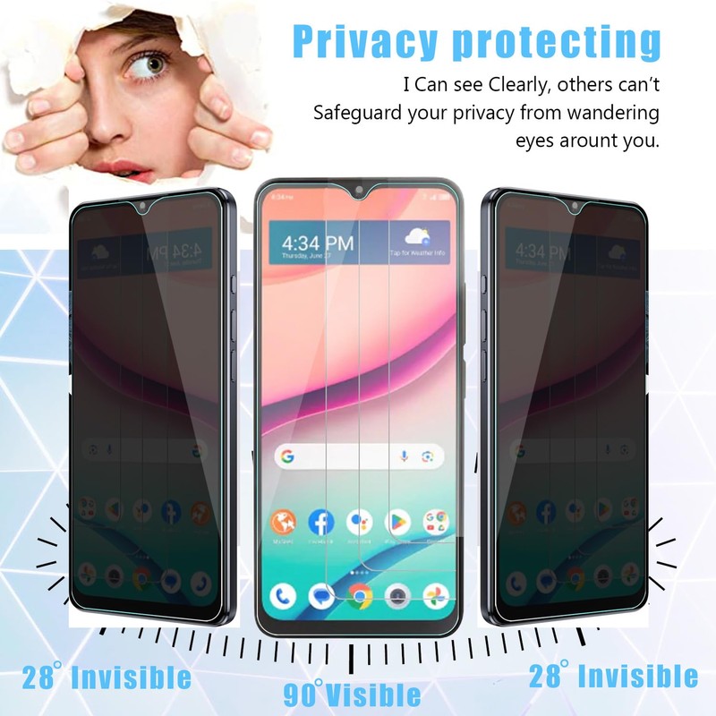 Anbzsign 2 Pack Privacy Tempered Glass Screen Protector for TCL