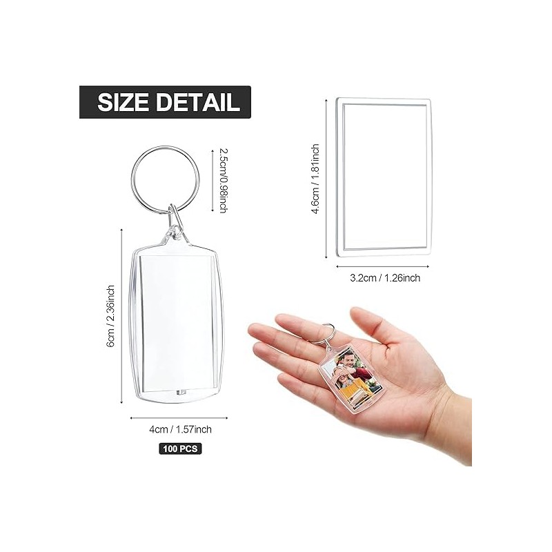 30 PCS clear double sided blank photo insert keychain, acrylic