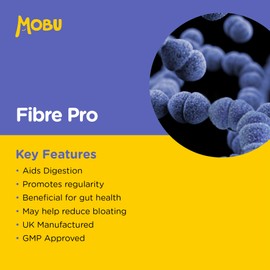 Fibre Pro 60 Capsules | Acidophilus, Inulin and Psyllium Husk Complex | Friendly Bacteria Digestion Support | UK Made | GMP Approved | MOBU