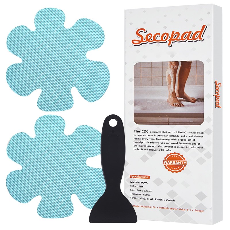 Secopad Bathtub Stickers Non-Slip, 24PCS Safety Shower Treads Adhesive Appliques