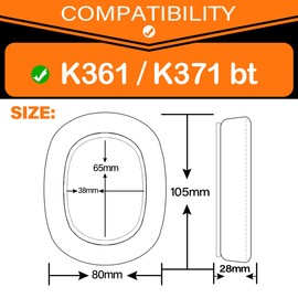 K361 K371 BT Ear Pads - TRANSTEK Replacement Ear Cushion Compatible with K361 / K371BT / K371 bt Headphones (Breathable Mesh)