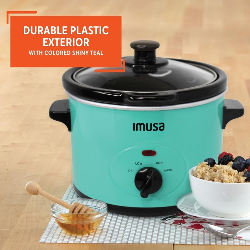 IMUSA Small Slow Cooker 1.5 QT, 3 Heat Settings, Removable