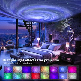 ENOKIK Black Galaxy Projector Bluetooth Speaker Night Light with White Noise Timer