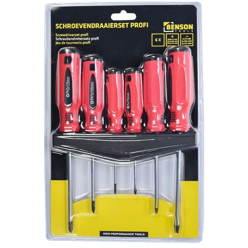 Screwdriver Set 6 Pieces Benson Cross Slotted Screwdriver Screws New