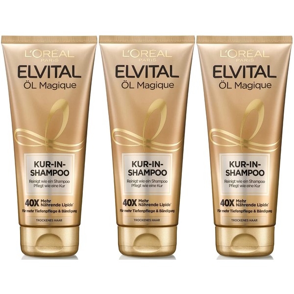 L'Oréal Paris Elvital Oil Magique Kur In Shampoo, 3 x 200 ml