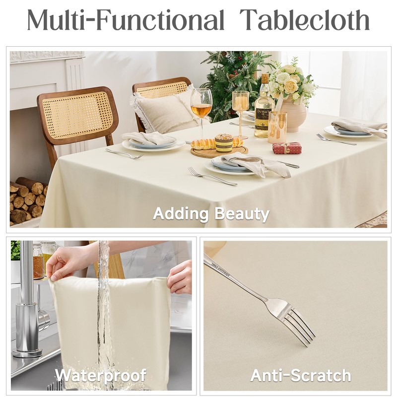 Simple&Opulence Rectangular Table Cloth 140 x 200cm,Cotton Canvas Tablecloth,Waterproof Wrinkle