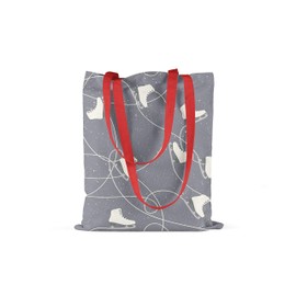 Le Jardin du Lin Bedruckte Einkaufstasche mit Roten Langen Henkeln, Wiederverwendbare, Tasche, Faltbar, ​Stofftasche, Größe: 34 x 40 Cm