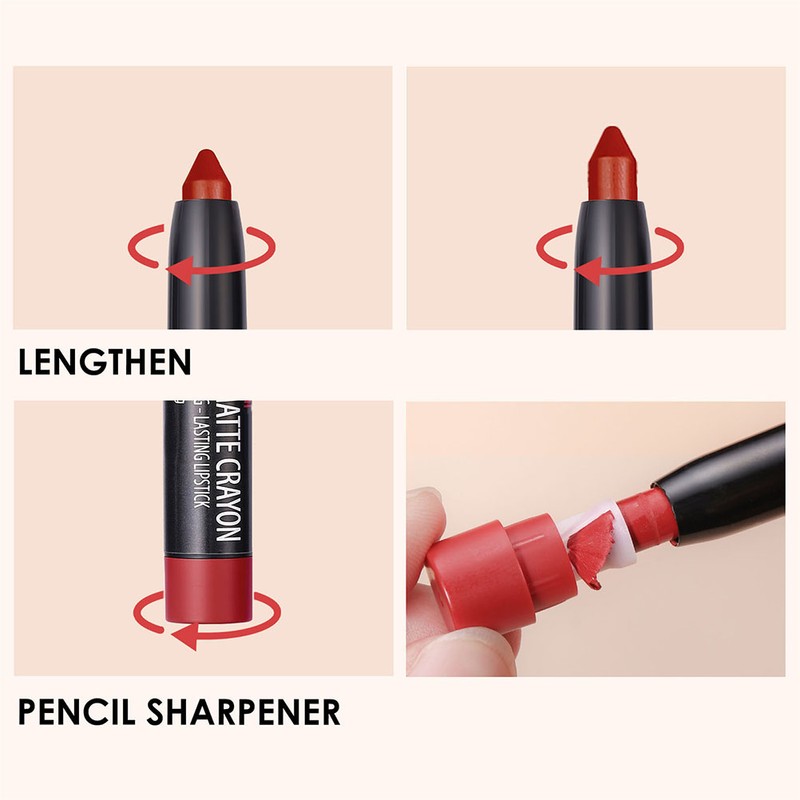 6 Pcs Matte Lipstick Set High Pigment Lip Crayon Waterproof