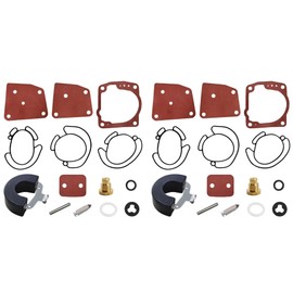 JLM MARINE 2 Pack 438996 Carburetor Rebuild Kit for Johnson Evinrude OMC V4 V6 90 105 115 150 175 HP Outboard Motors 435442 436852 18-7247