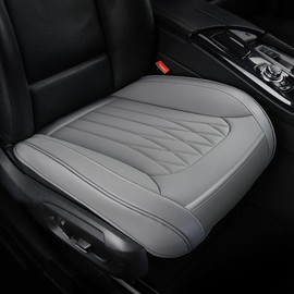 XINGSILUC Leather Car Seat Cover - 2 Pack Front Seat Covers, Luxury Bottom Seat Covers for Cars, Anti-Slip and Wrap Around The Bottom, Car Seat Cushion for Most Cars Sedans Trucks SUVs (Gray)