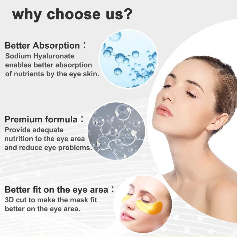 20Pcs/10Packs Gel Crystal Collagen Eye Pads, Under Eye Mask for