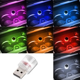 USB LED Car Interior Atmosphere Lamp, Universal Mini USB Led Lights for Car Decoration, Plug in LED Night Light Mini USB LED Light Fit for Cars, Bedrooms (Colorful Slow Flash)